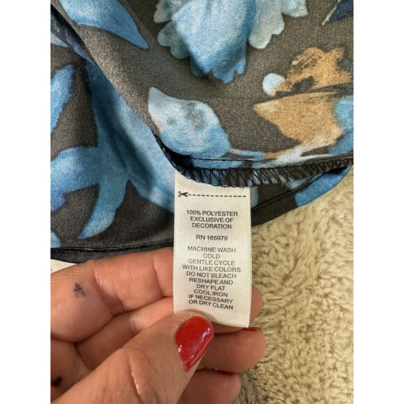 Cupio Blush Blue Multicolor Floral Print Long Sleeve Women’s Blouse Size Small - Picture 11 of 16